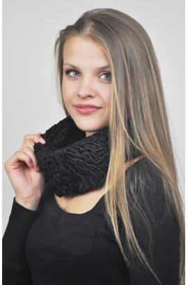 Karakul fur headband black - Fur collar